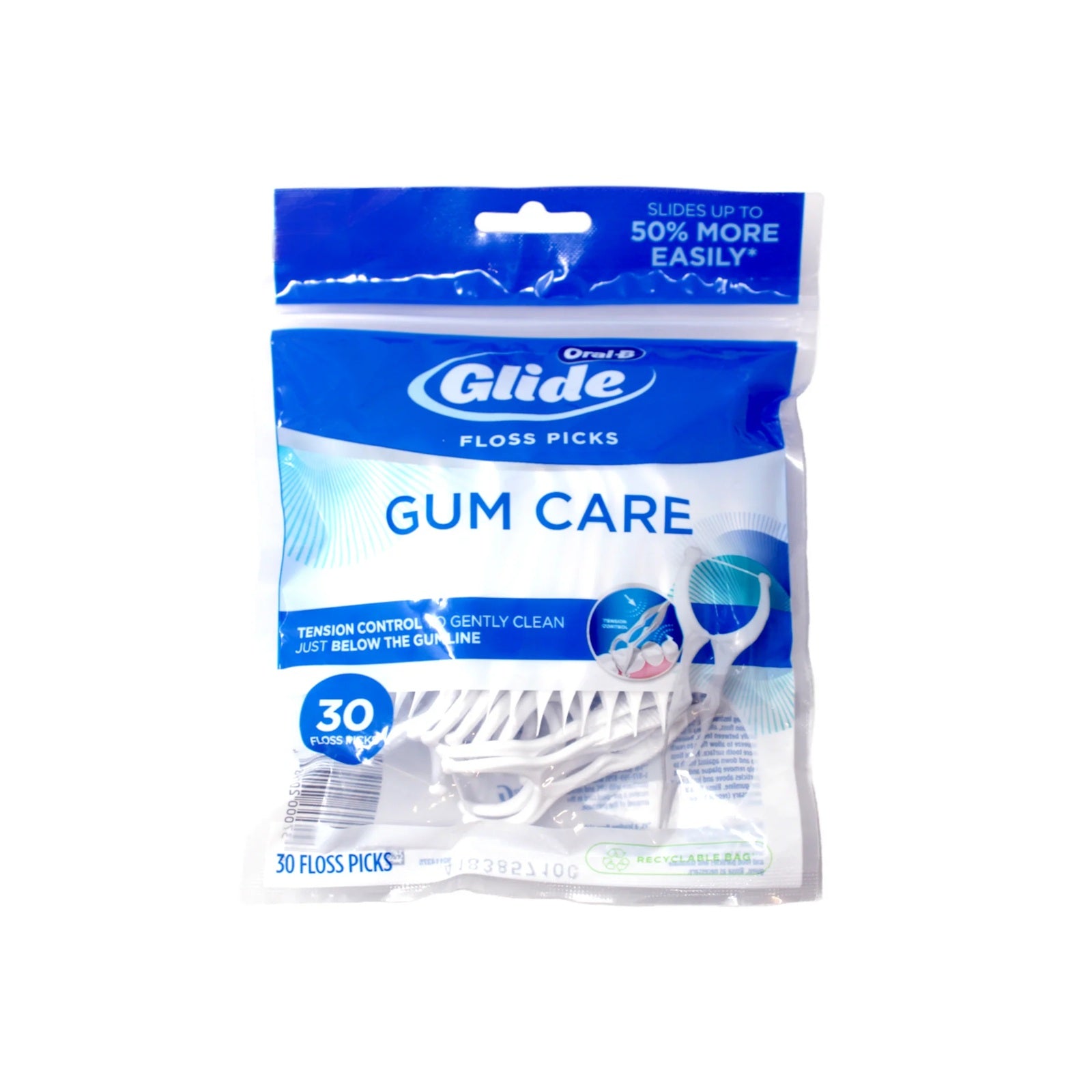 Pack of Glide floss picks for gum care to gently clean below the gemlike.
