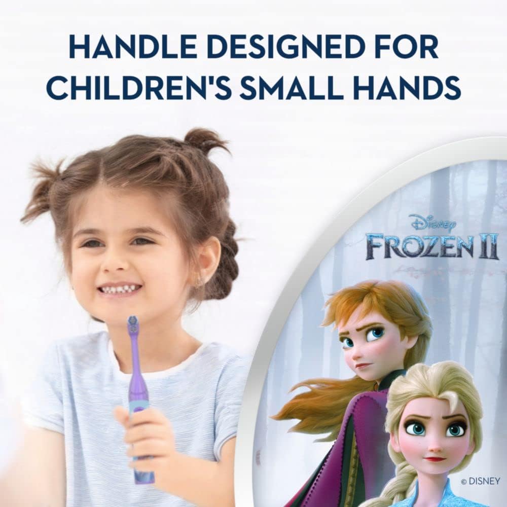 Oral-B frozen toothbrush with handles designed for children's small hands.