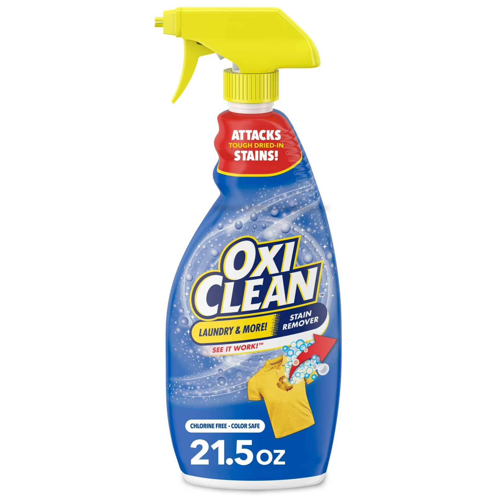 Oxi Clean stain remover spray bottle to attack stains on your laundry & more