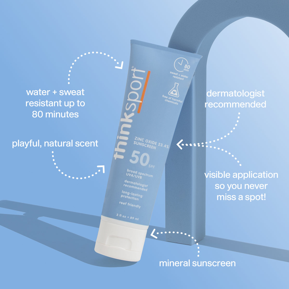 ThinkSport Sunscreen 50 SPF | 3 Oz (89ml)