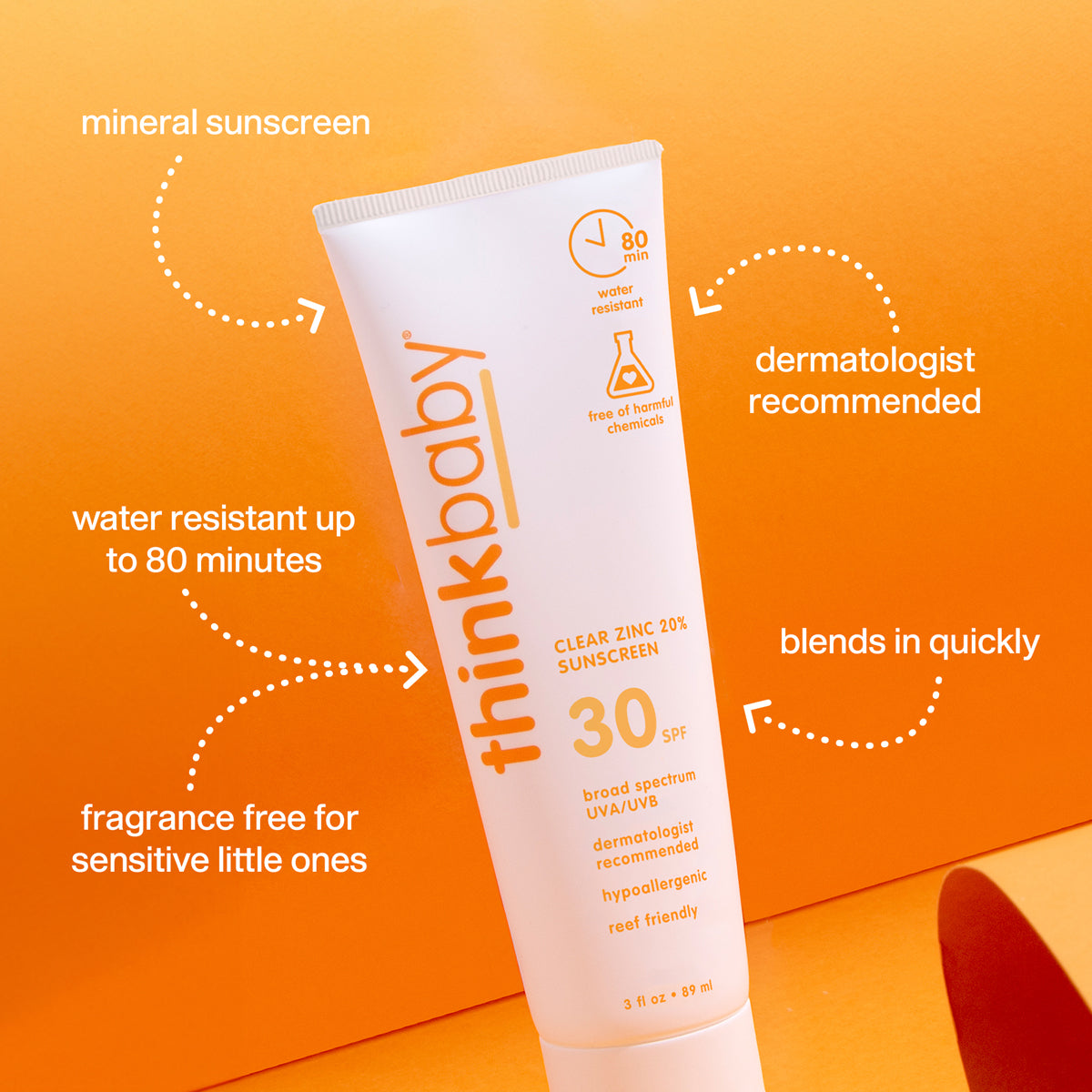 Thinkbaby Clear Zinc 20% Sunscreen SPF 30 | 3 Oz (89 ml)