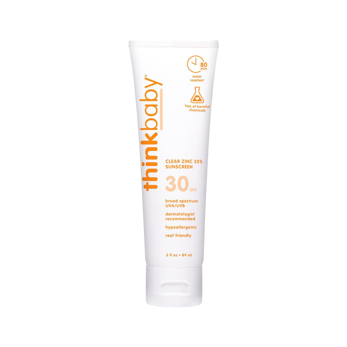 Thinkbaby Clear Zinc 20% Sunscreen SPF 30 | 3 Oz (89 ml)