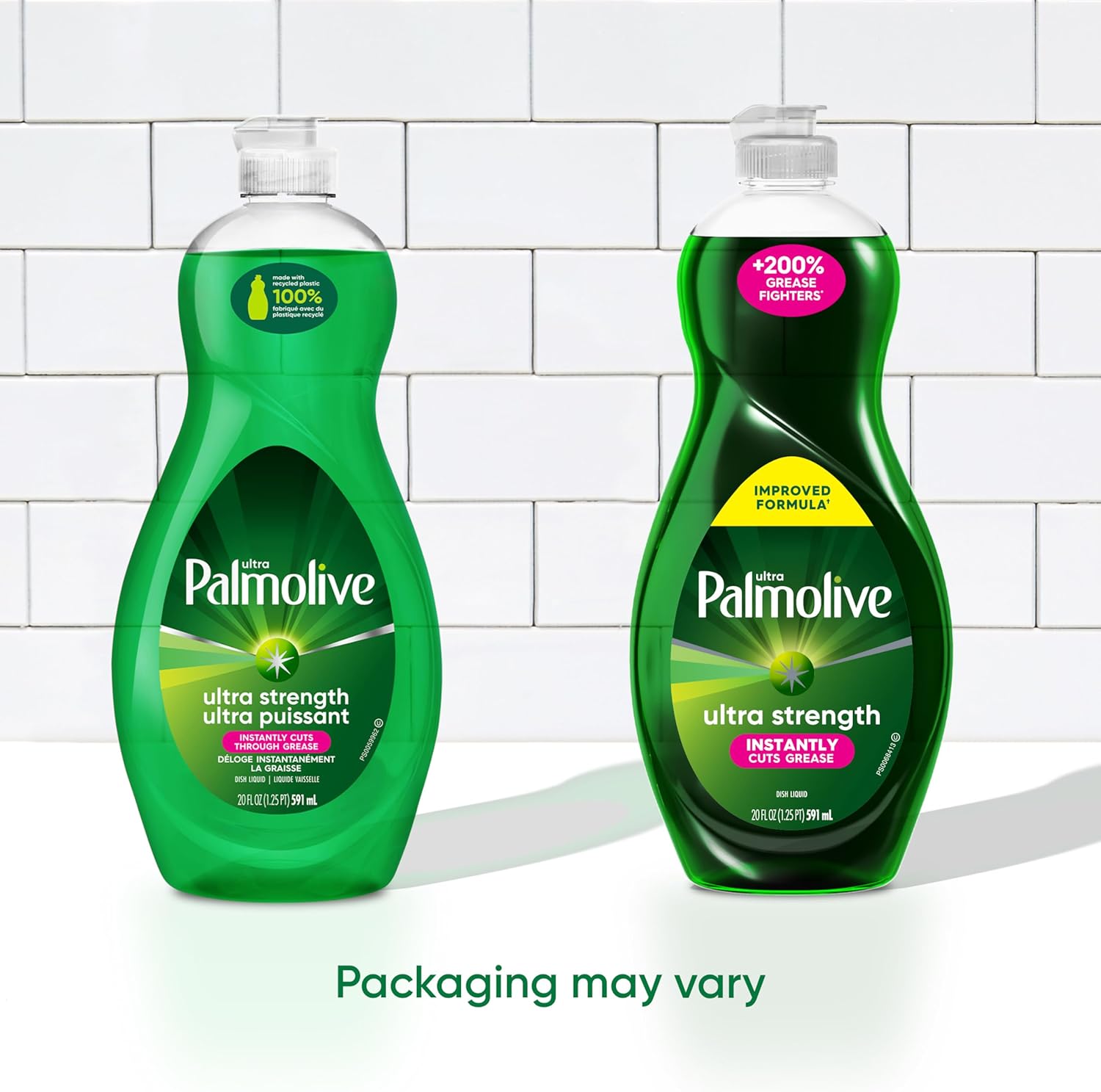 New packaging for Palmolive ultra strength dish soap to instantly cut grease