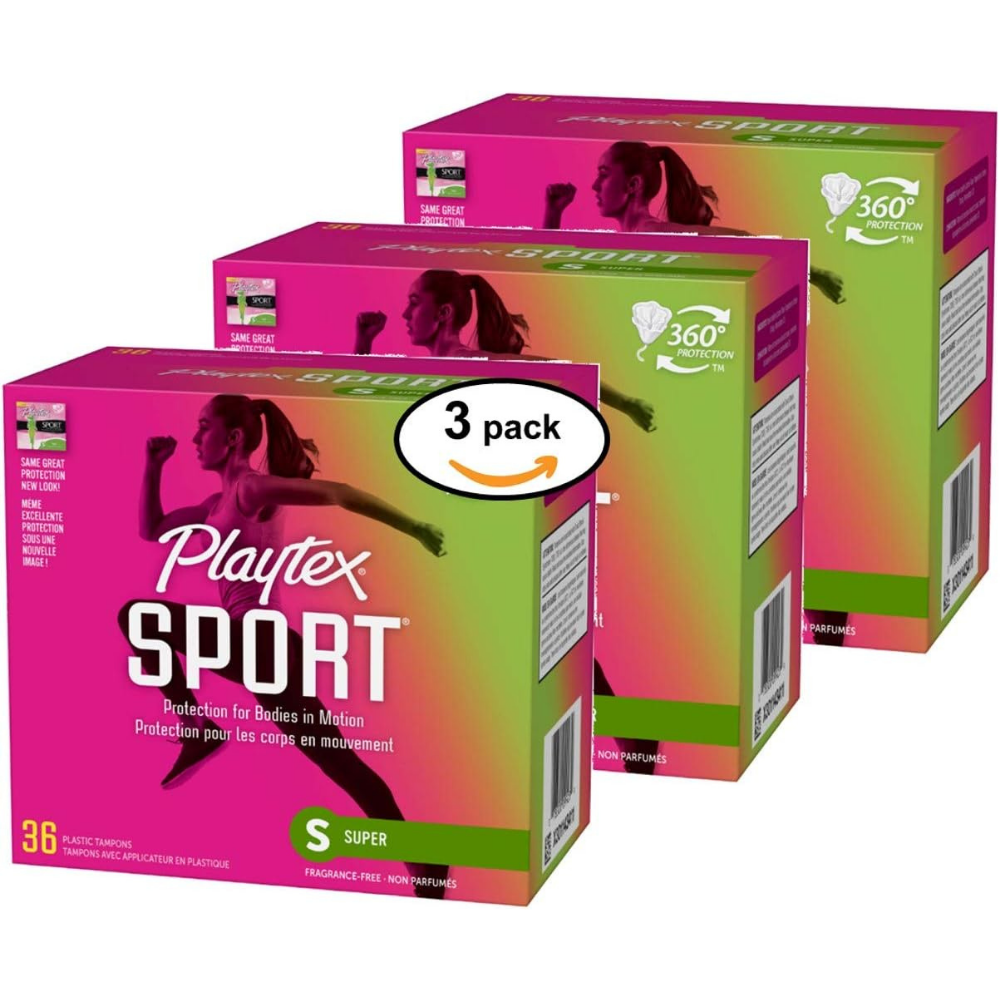 Playtex Sport Tampons | Super | 36 Count | Multiple Packs