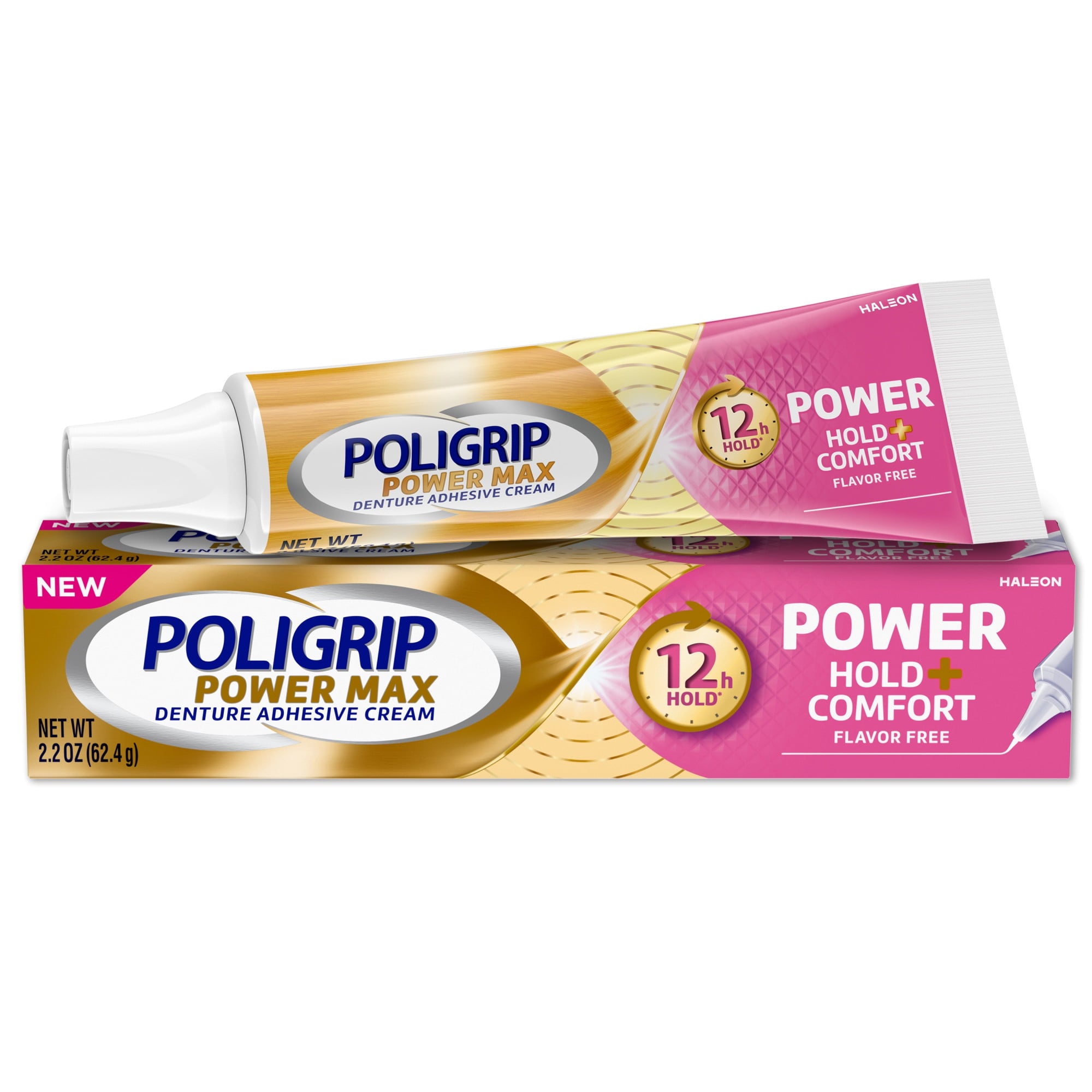 Poligrip Power Max Hold + Comfort Denture Adhesive Cream | 2.2 Oz (62.4 g)