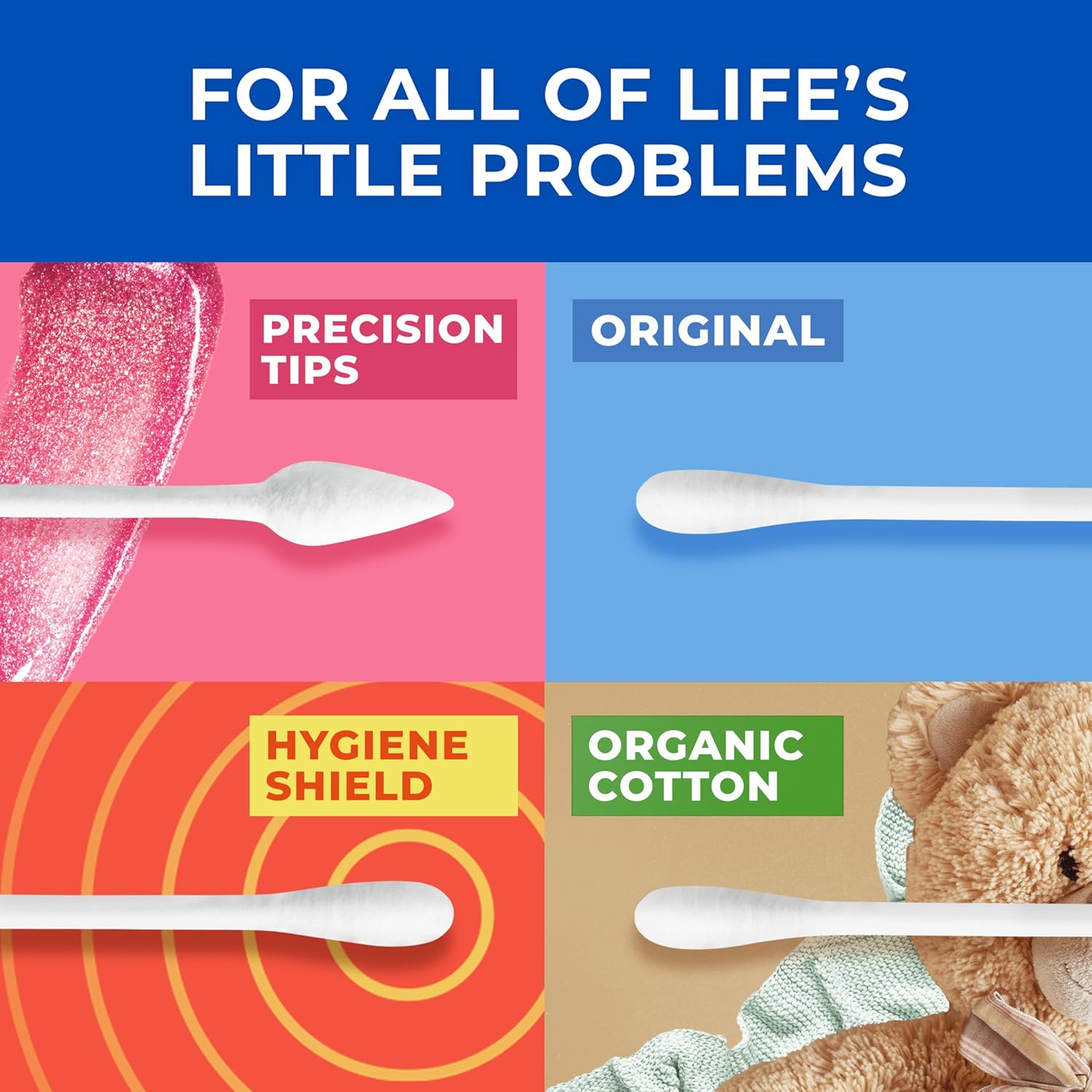Cotton Q-tips for all life's problems with many tip options
