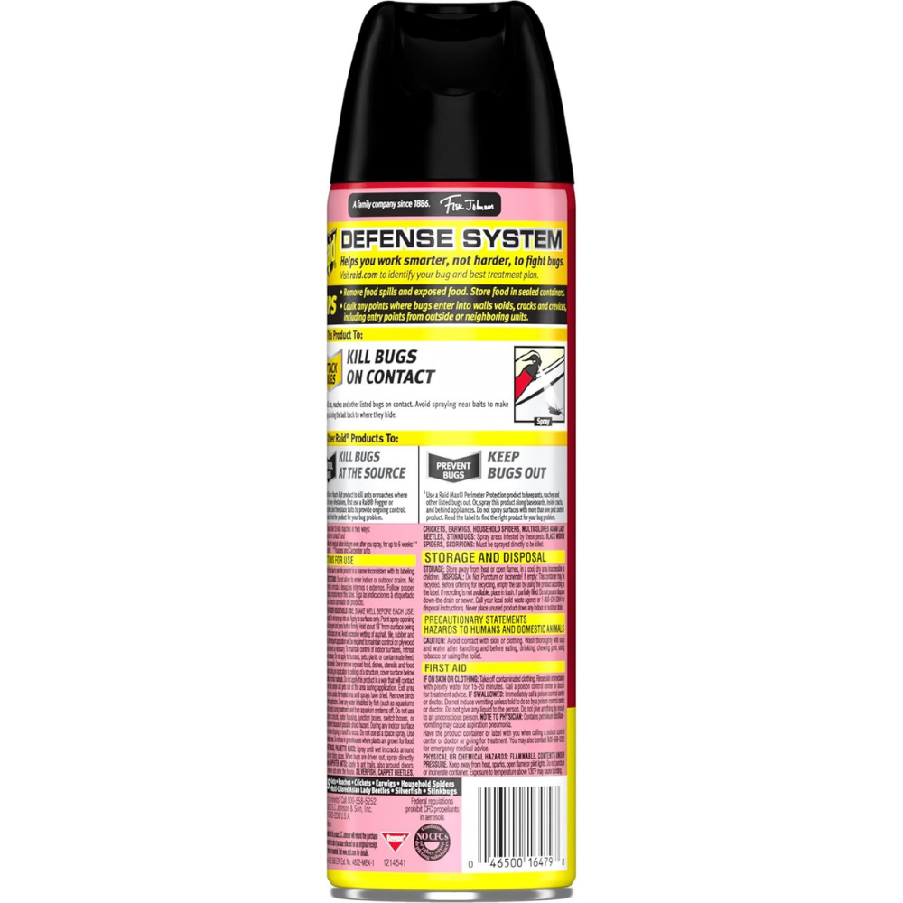 Raid ant and roach Insecticide spray can with directions