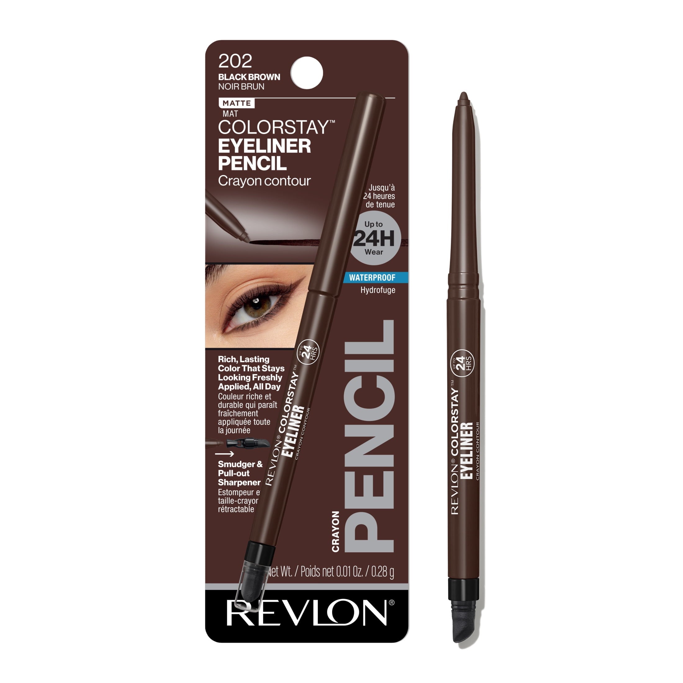 Revlon ColorStay Eyeliner Pencil # 202 Black Brown, 0.01 Oz (0.28 g)