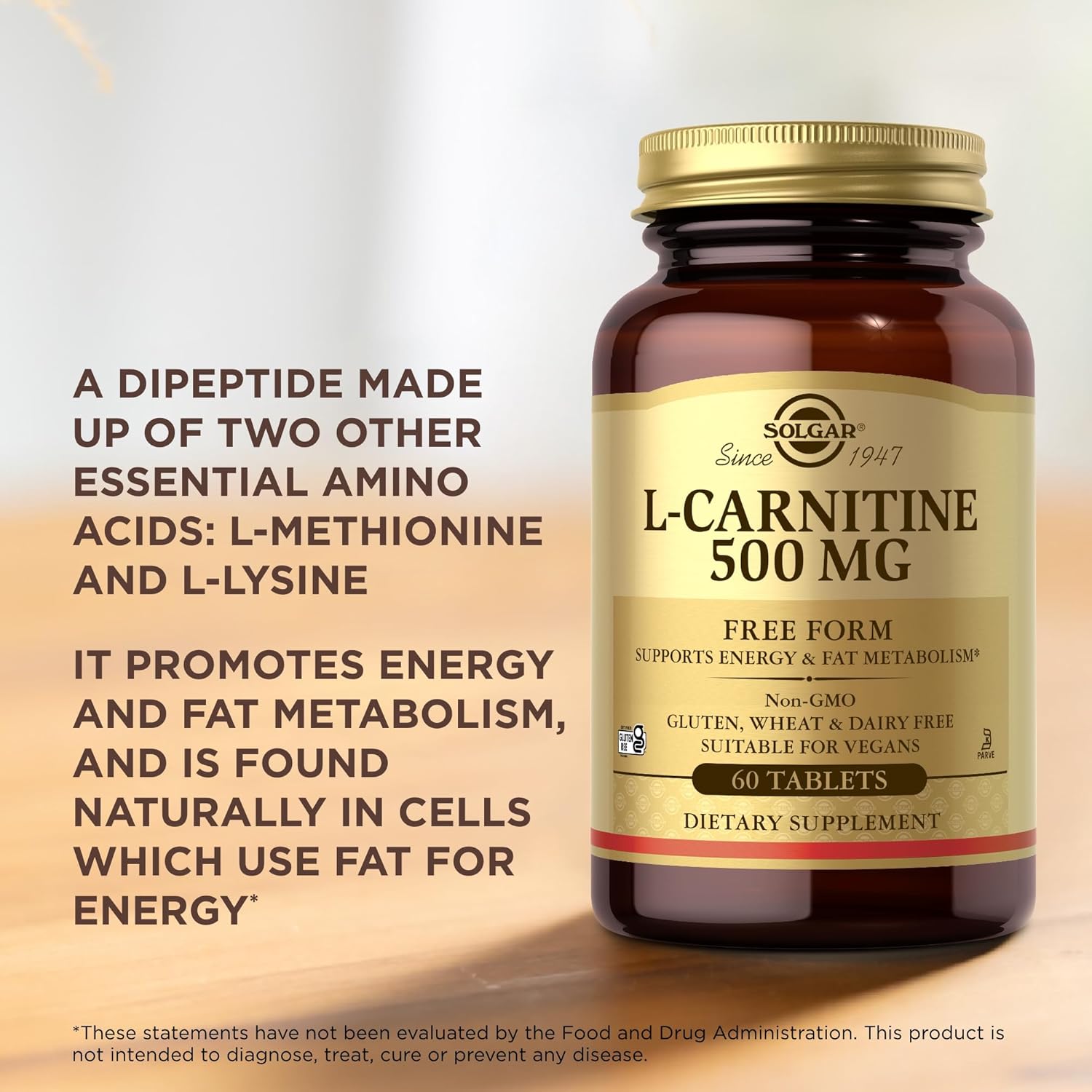 Solgar 500 mg L-Carnitine Tablets | 60 Tablets