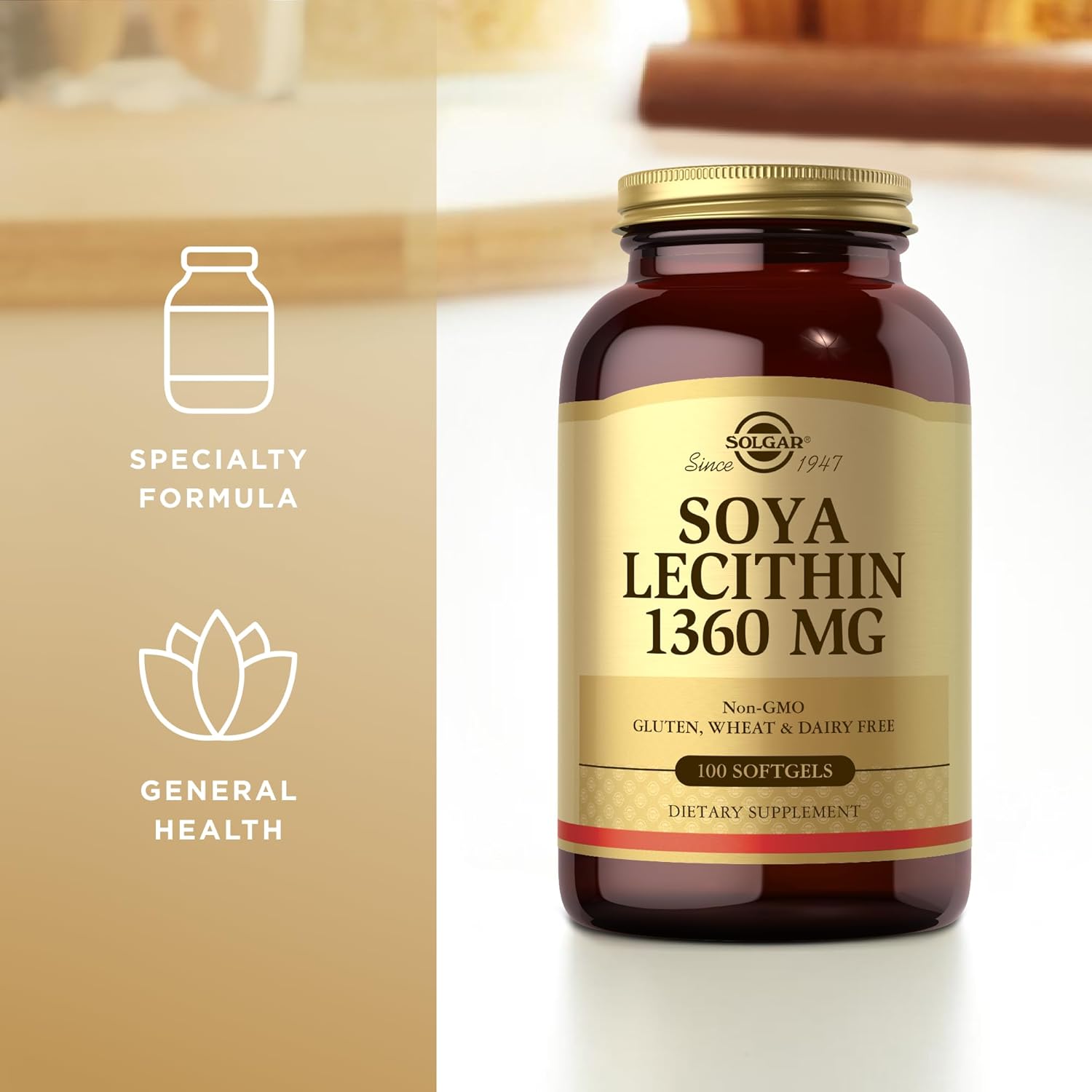 Solgar SOYA Lecithin 1360 Mg | 100 Softgels