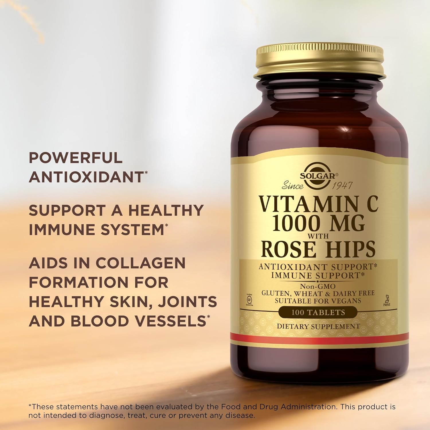 Solgar Vitamin C 1000 mg with Rose Hips | 100 Tablets