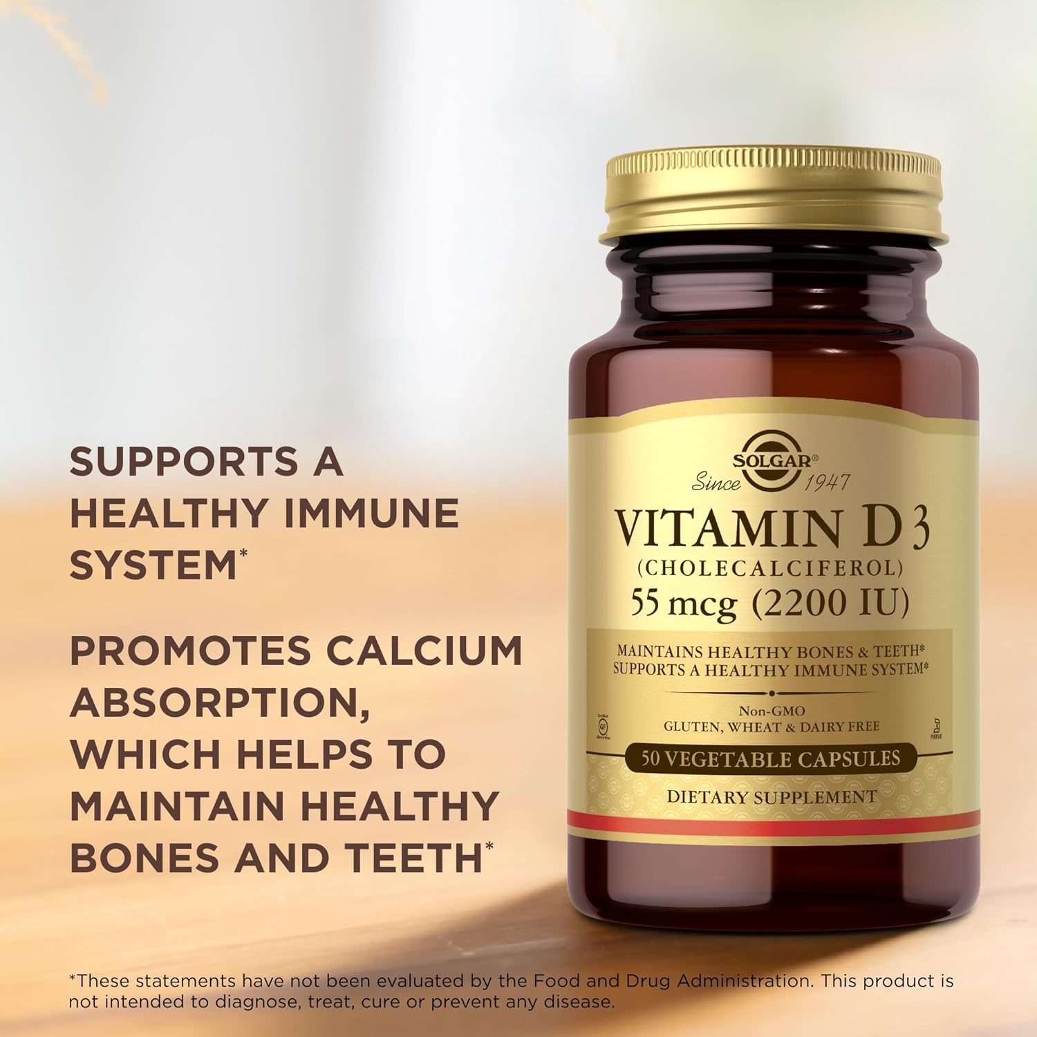 Solgar Vitamin D3 | 50 Vegetable Capsules