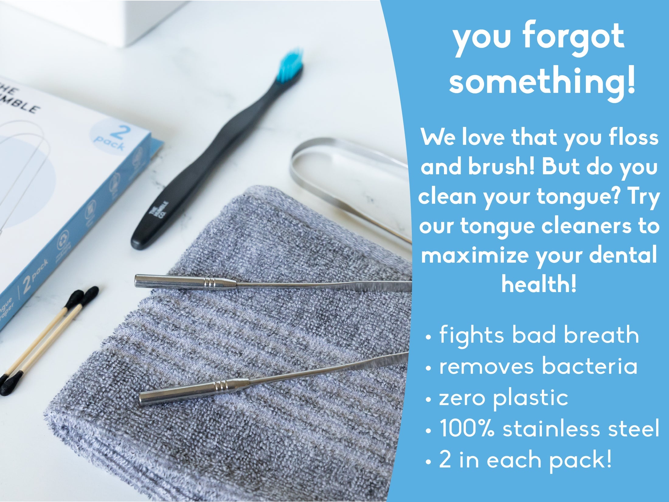 The Humble Co 2 Tongue Scrapers | 100% Stainless