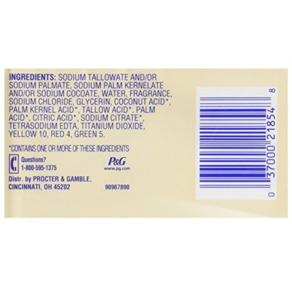 Bar of safeguard antibacterial soap with ingredient list and P&G branding on a white background