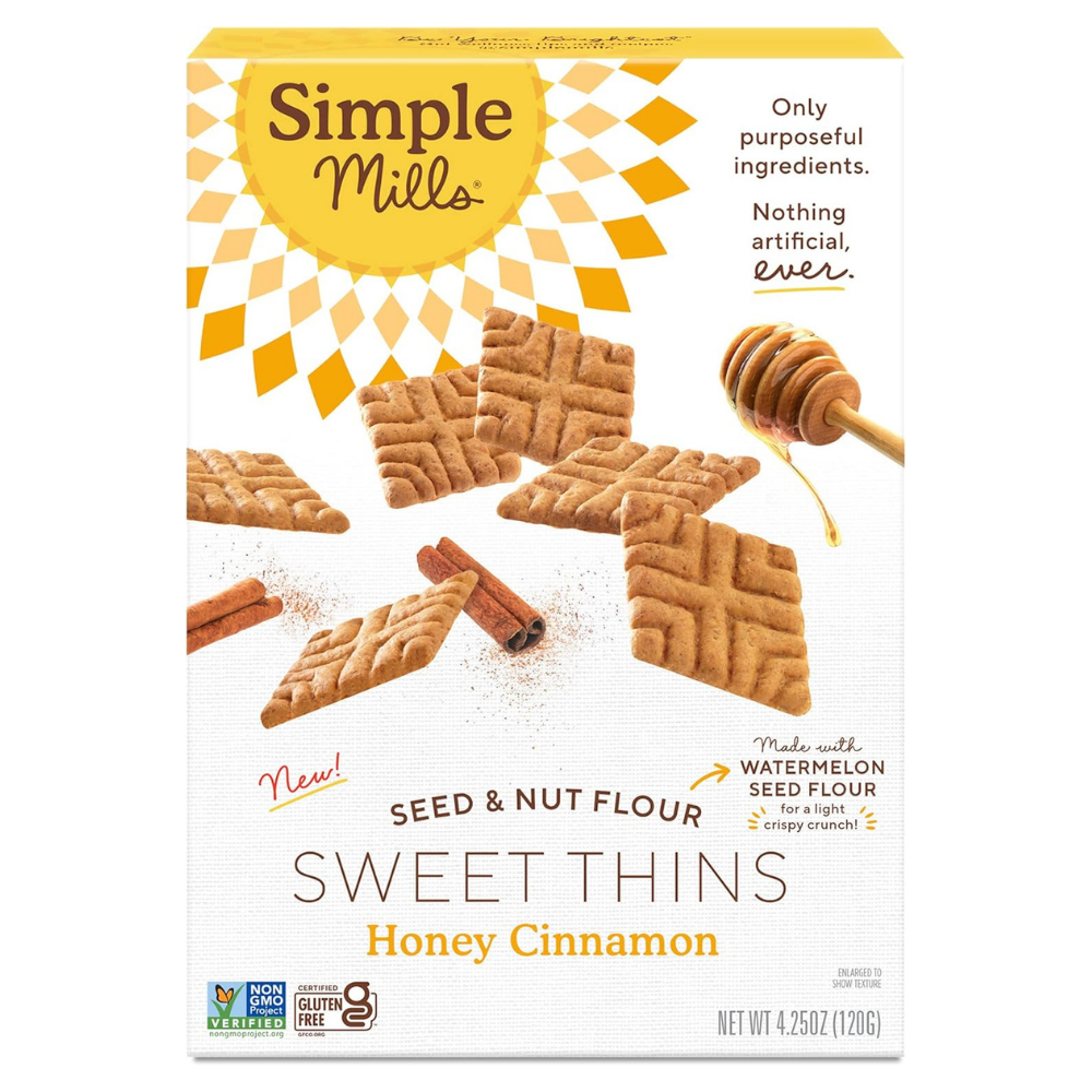 Simple Mills seed & nut flour sweet thins in honey cinnamon flavour - gluten free crackers