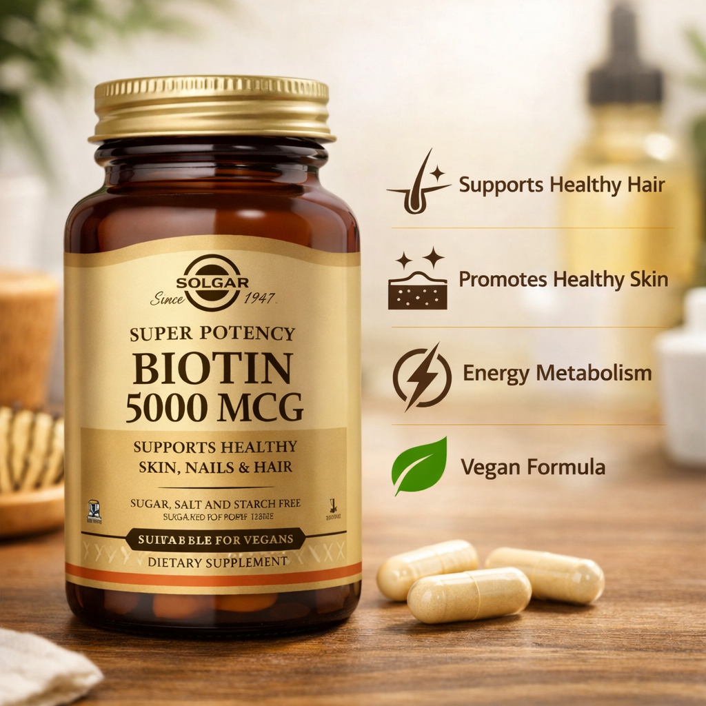 Solgar Biotin 5000 mcg | 50 Vegetable Capsules
