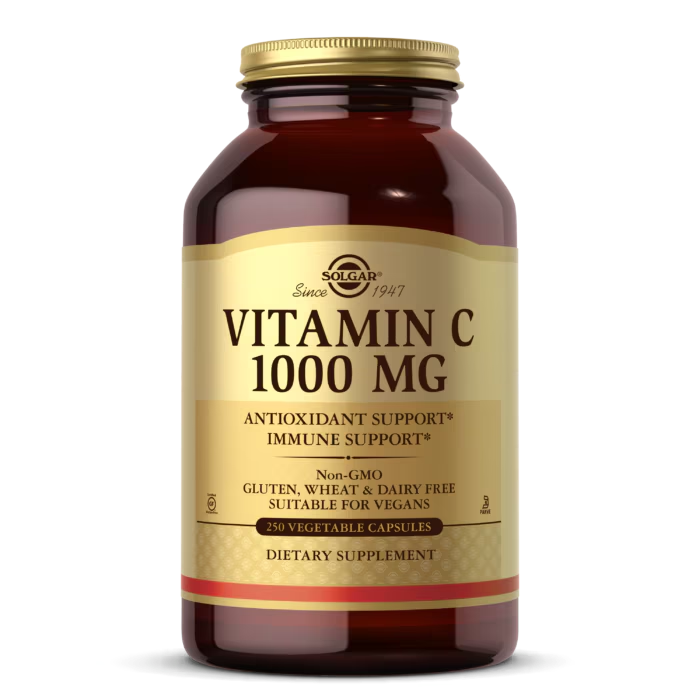 Solgar vitamin C 1000mg, antioxidant and immune support - non- GMO, Gluten-free, wheat & dairy freer, suitable for vegans and kosher.