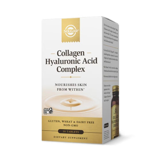 Solgar collagen hyaluronic acid complex capsules to nourish skin from within