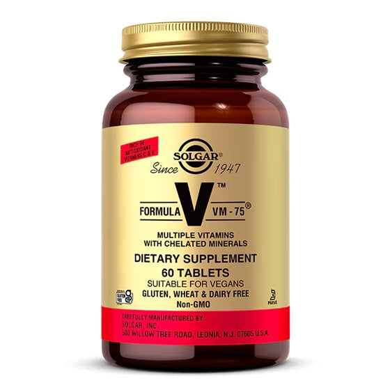 Solgar Formula Vm-75 dietary supplement - 60 tablets - kosher multivitamins.