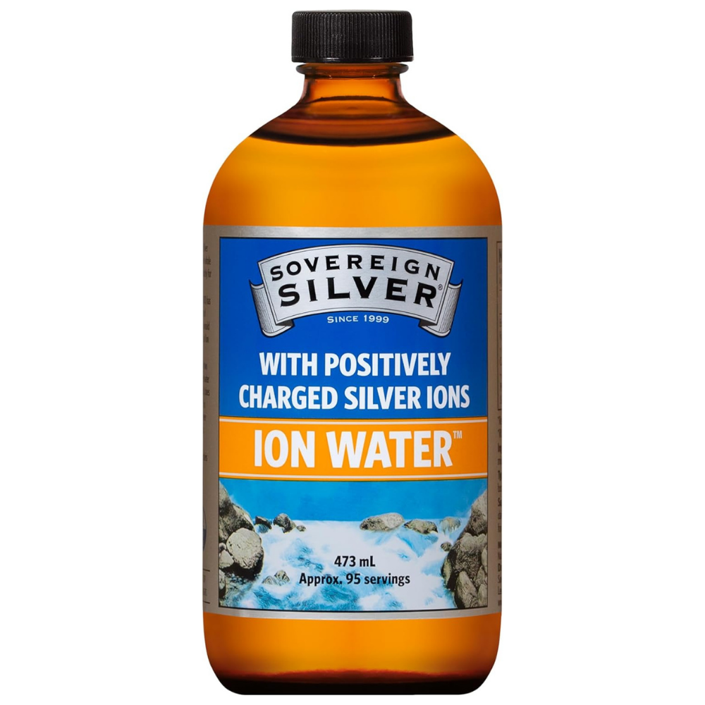 Bottle of Sovereign Silver Ion Water with positively charged silver ion water - 473ml