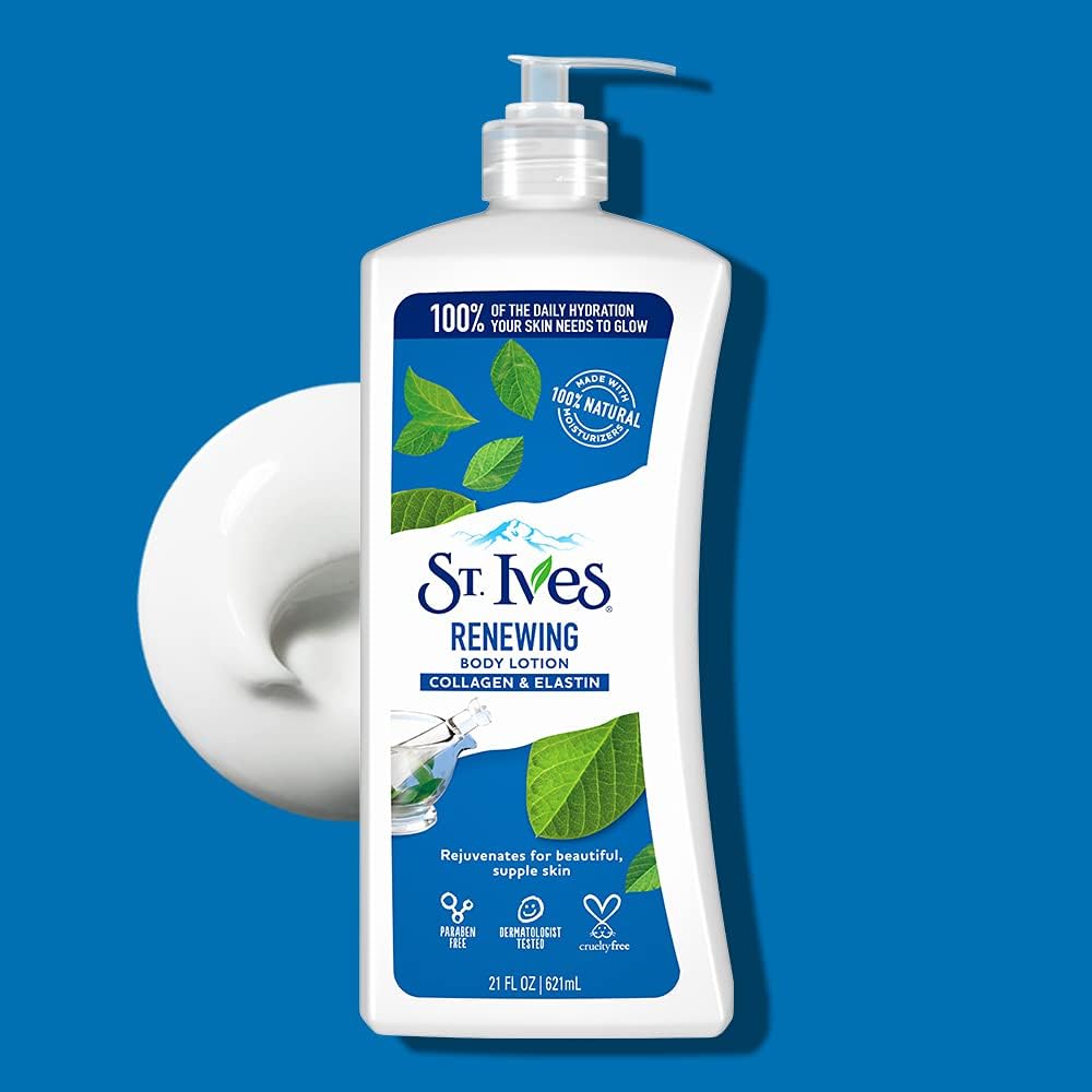 St. Ives Renewing Body Lotion with pump skin cream to promote collagen & elastin