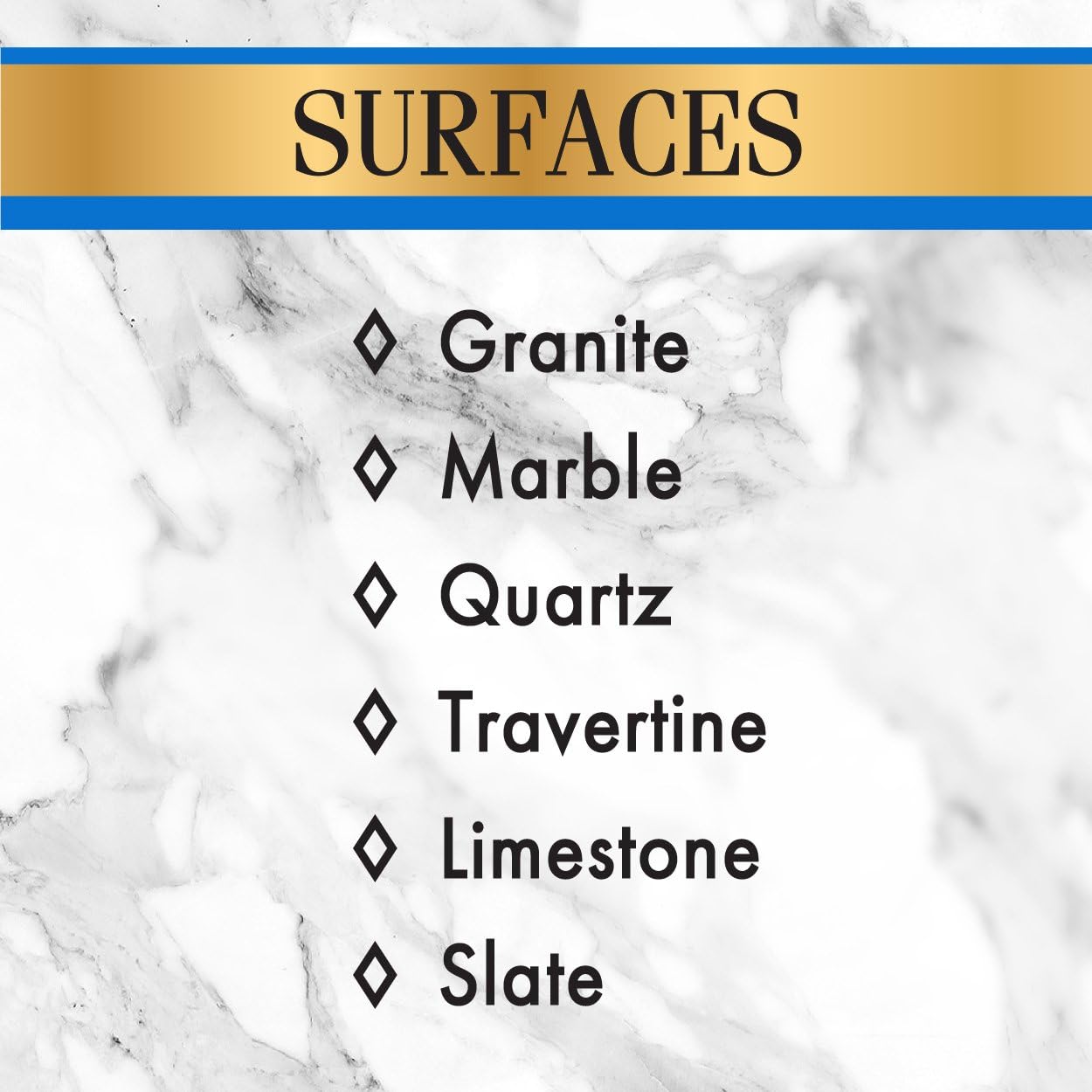 Stone care daily cleaner is safe on gtanite, marble, quartz, travertine, limestone and slate surfaces