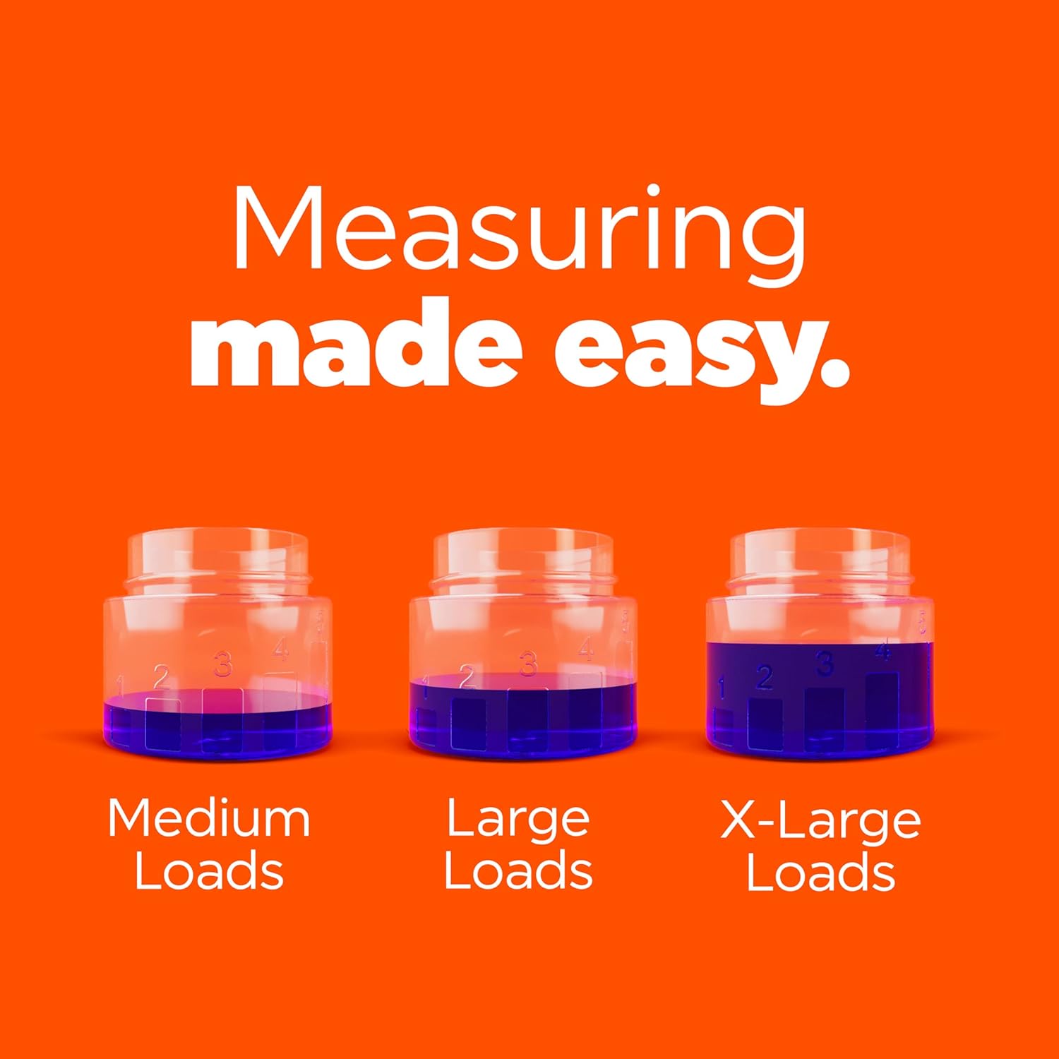 Tide laundry detergent with easy measuring cup for loads