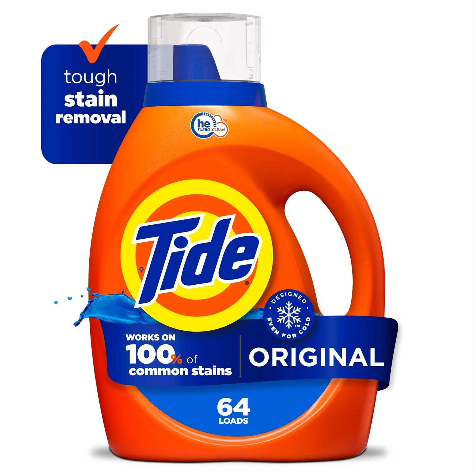 Tide laundry detergent with original scent for tough stain removal - up to 64 loads in one bottle.