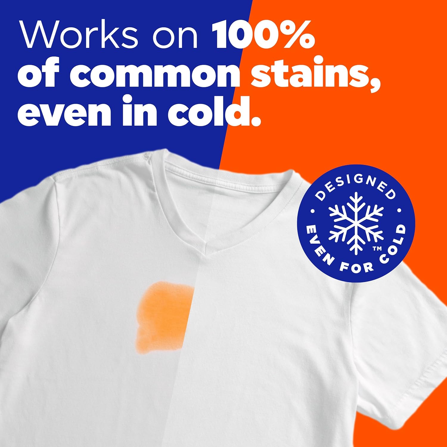 Tide laundry detergent for 100% common stains even in cold wash