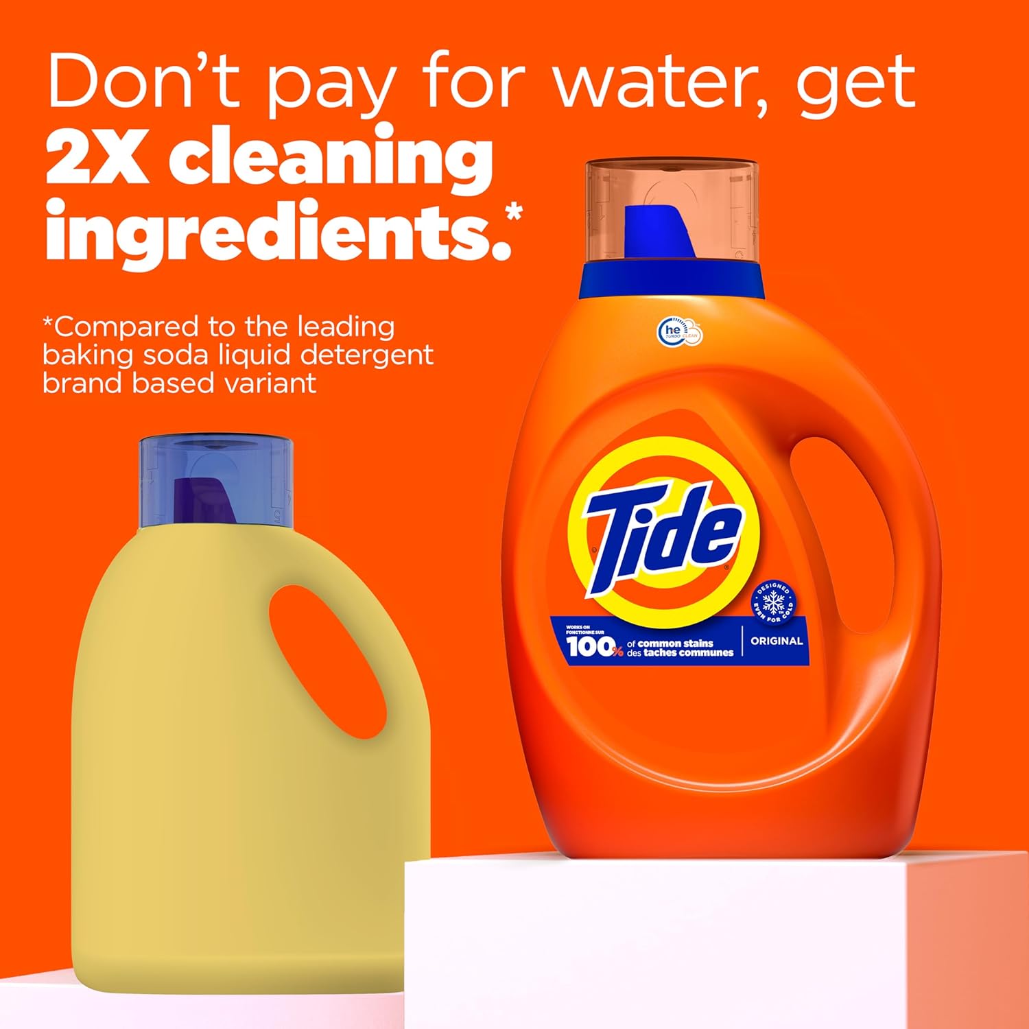 Tide laundry detergent with original scent with 2x cleaning ingredients