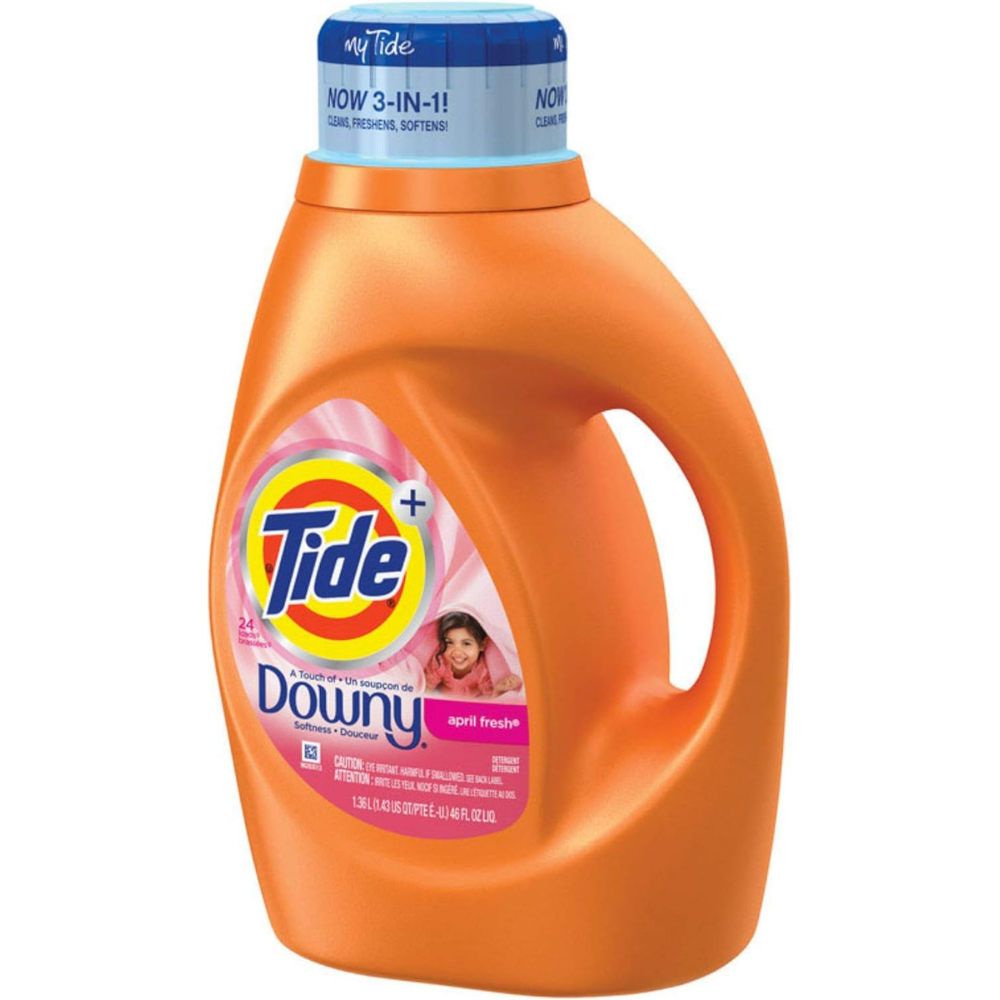 Tide with downy 3-in-1 liquid laundry softener in April fresh scent