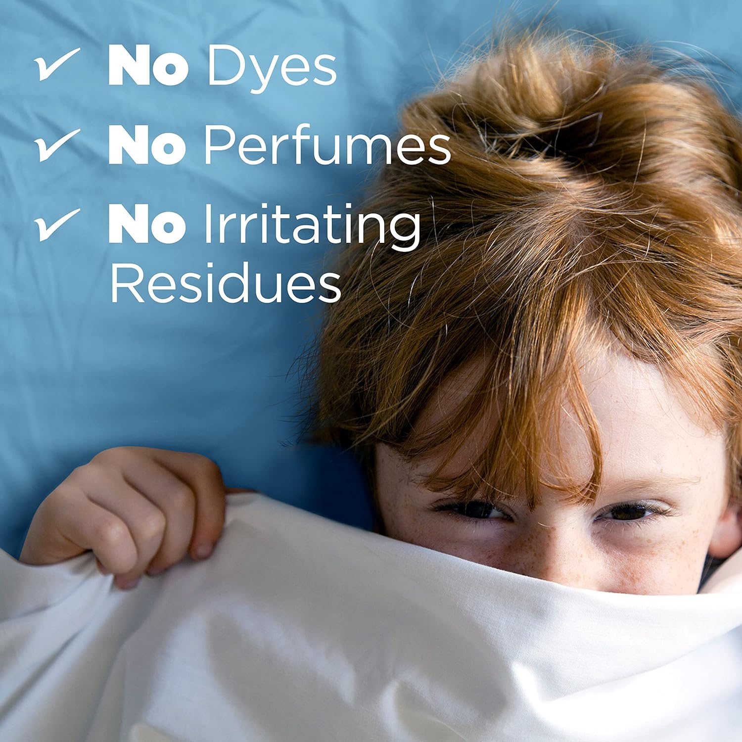 Tide laundry detergent pods contain no dyes, no perfumes and no irritating residues.