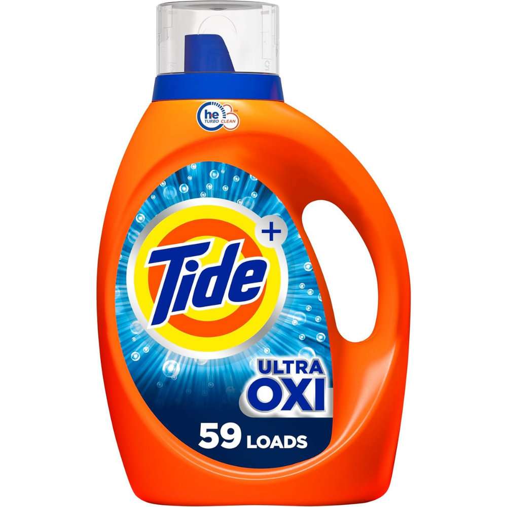 Tide Ultra Oxi laundry detergent bottle for 59 loads- he Turbo clean