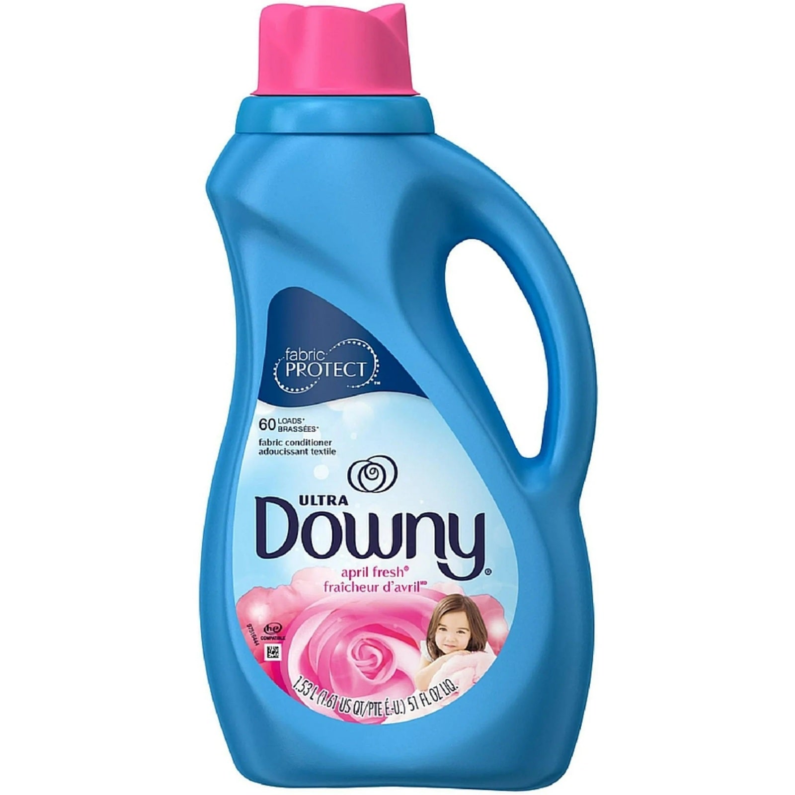 Ultra downy fabric softener in April fresh scent - up to 60 loads in one bottle.