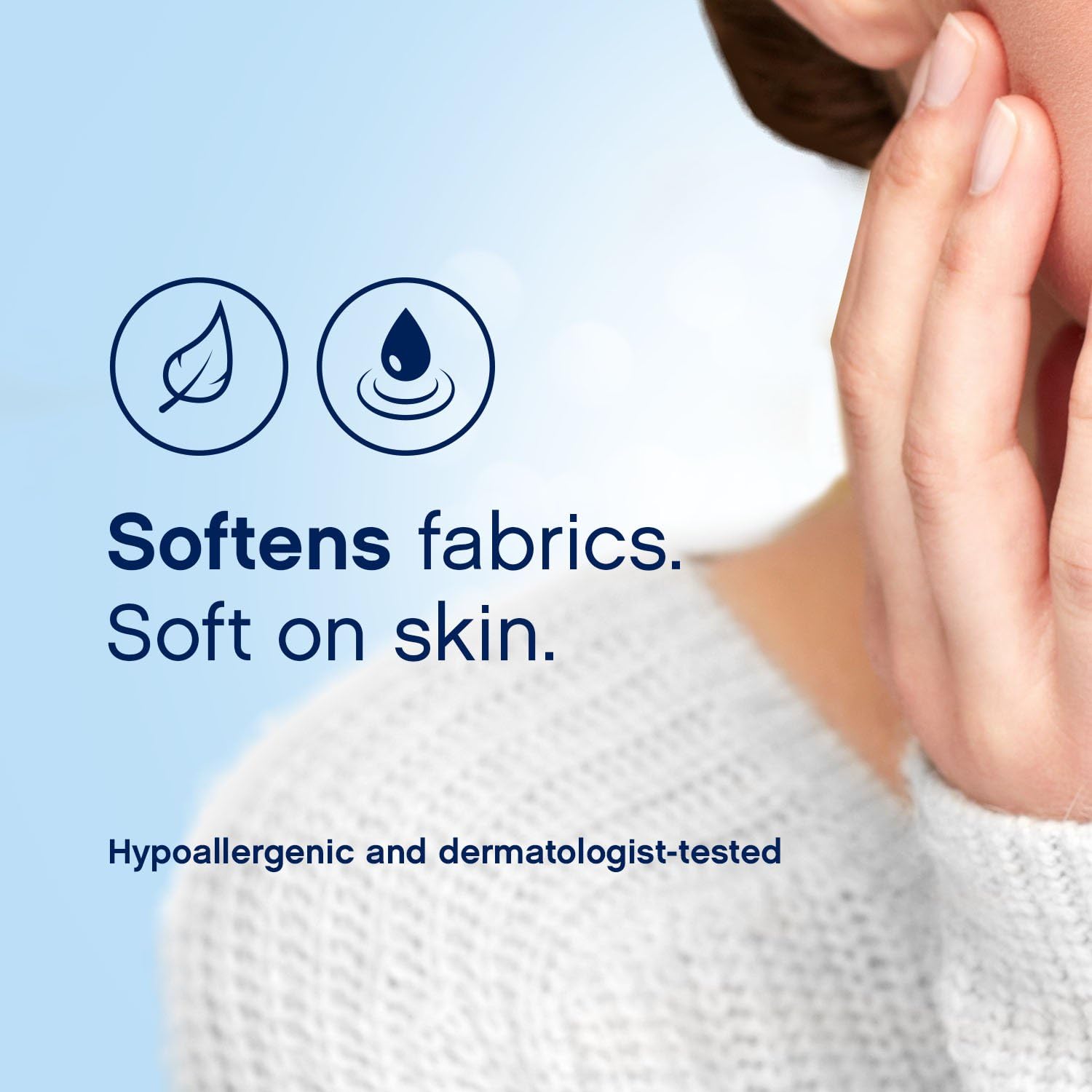 Ultra downy free & gentle fabric softener softens fabric to be soft on skin - hypoallergenic and dermatologist tested