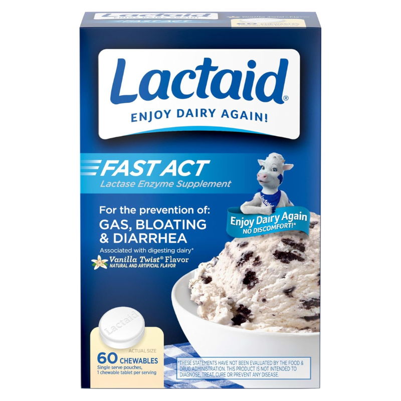 Lactaid Fast Act - Vanilla, 60 Chewables