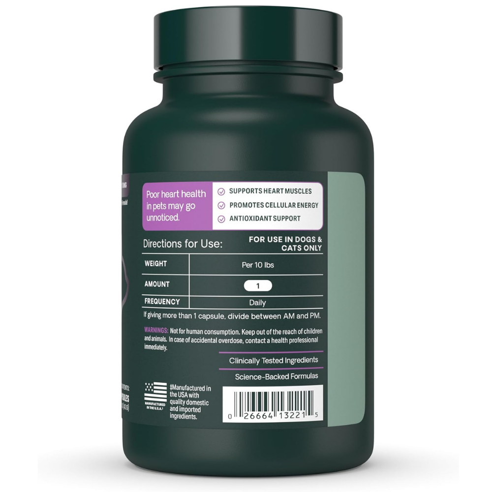 Bottle of VetriScience Coenzyme supplements to support heart muscles, cellular energy and antioxidant support
