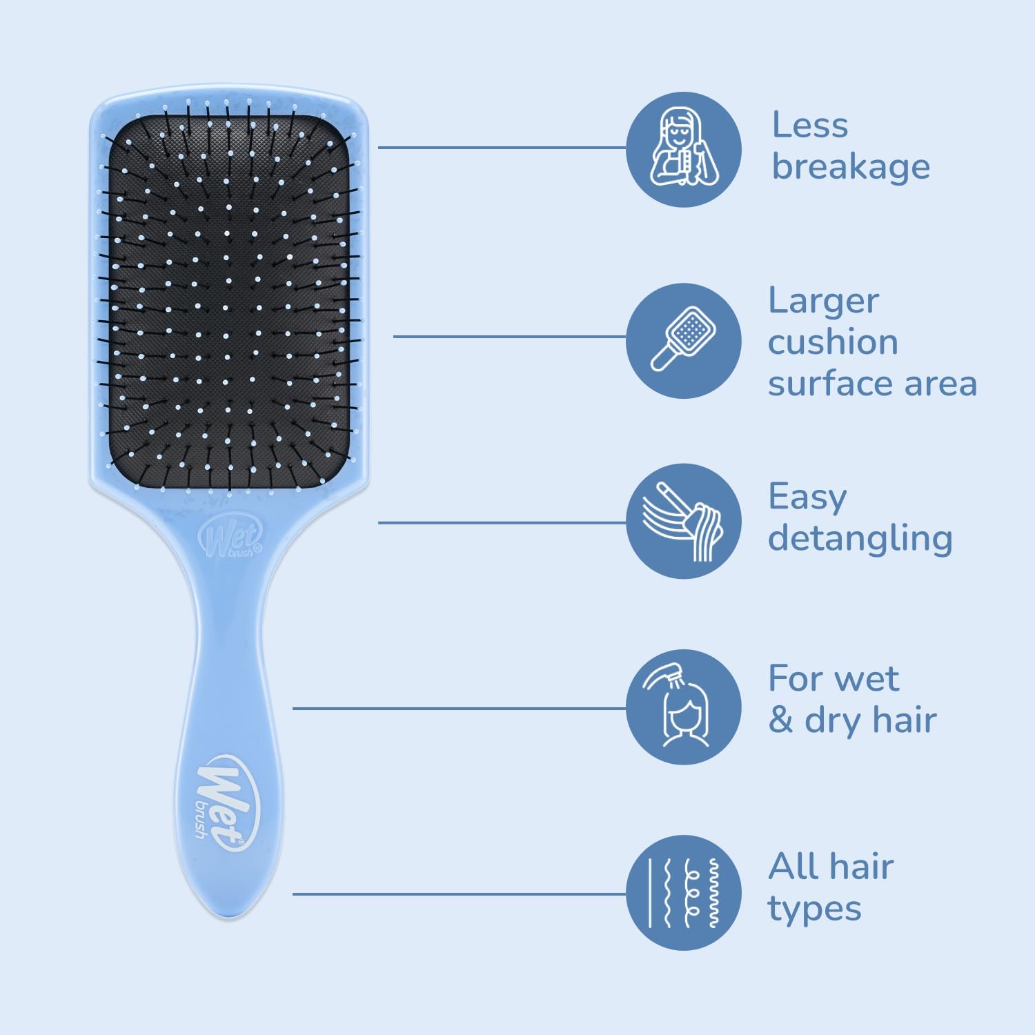 Wet-Brush Paddle Detangler Hair Brush | Sky