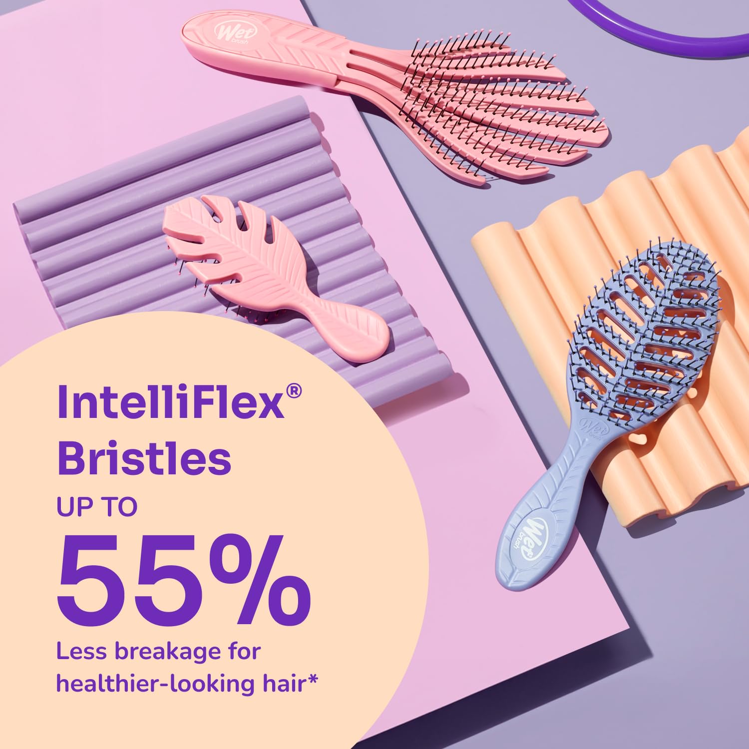 Wet brush hairbrushes with intelliFlex bristles - up to 55% less breakage for healthier hair