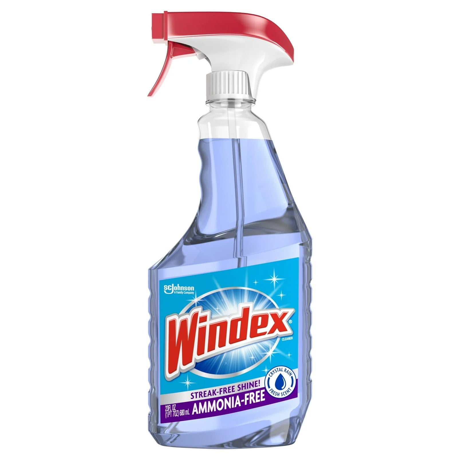 Windex ammonia-free glass cleaner bottle for streak-free shine and fresh scent home clean.