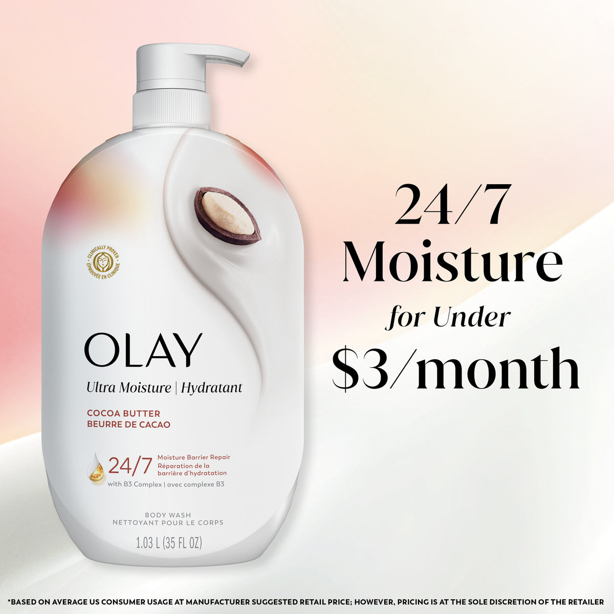 Olay Body Wash | Cocoa Butter Scent | 35 Oz (1.03 L)