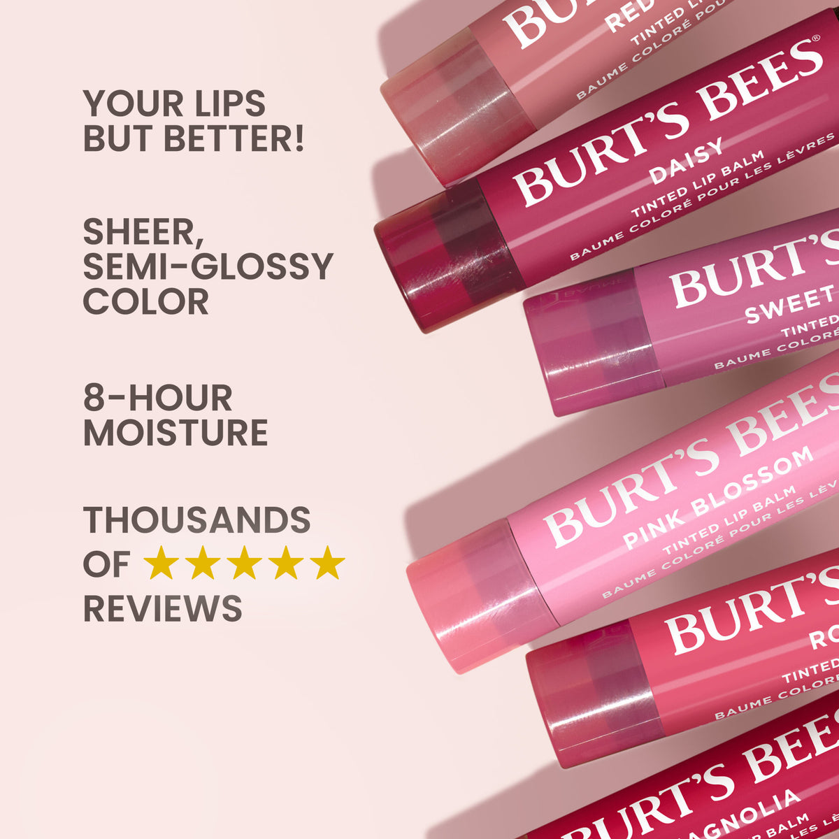 Burt's Bees Tinted Lip Balm, Rose, 4.25g