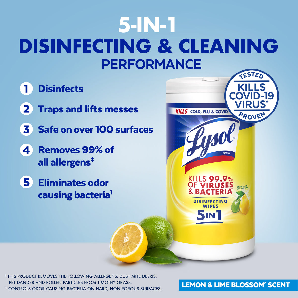 Lysol Disinfecting Wipes | Lemon and Lime Blossom | 240 Count