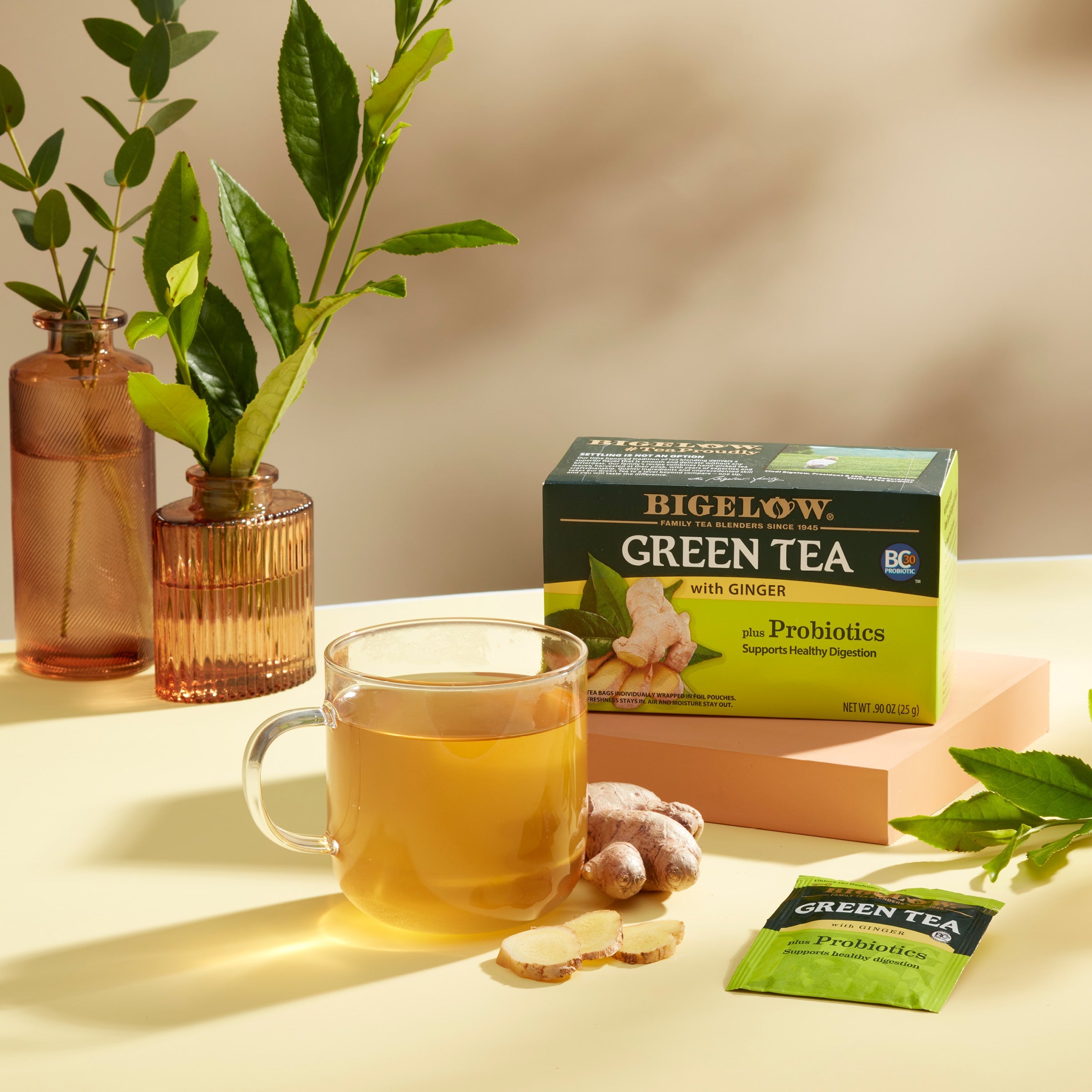Bigelow Green Tea with Ginger Plus Probiotics | 18 Tea Bags