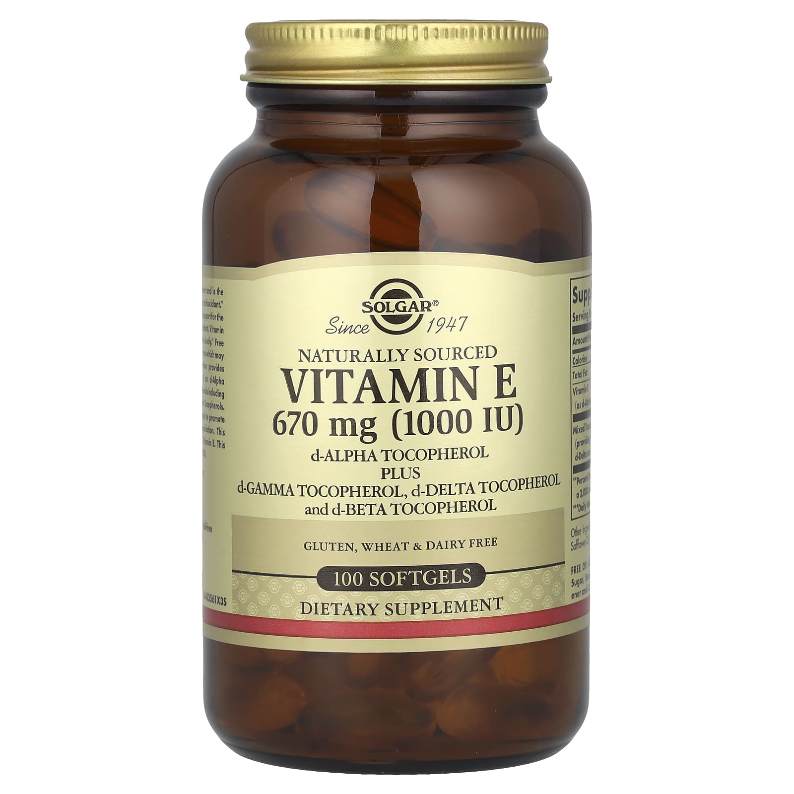 Solgar Natural Source Vitamin E 671mg | 100 Softgels