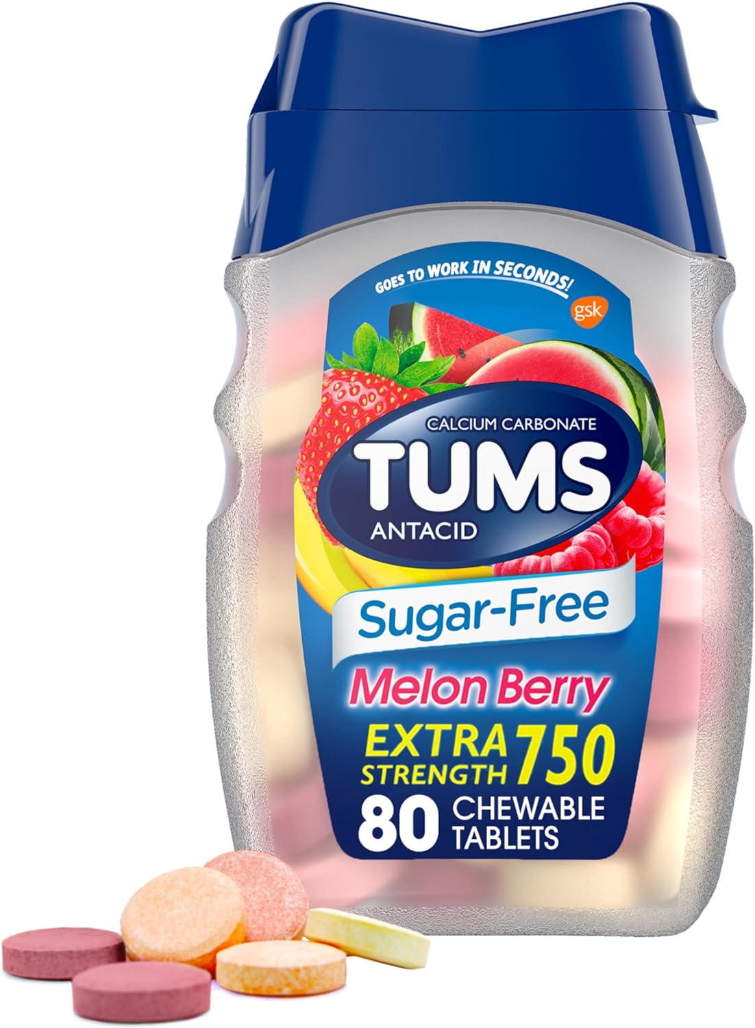 TUMS Antacid | Melon Berry | 80 Count