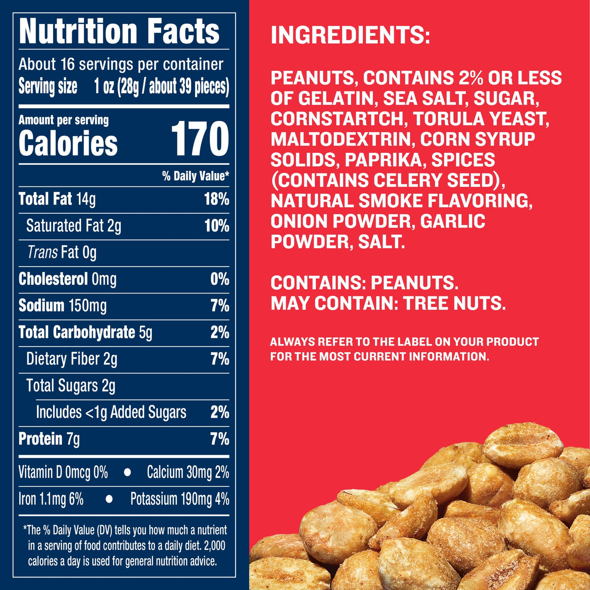 Planters Dry Roasted Peanuts | 16 Oz (453 g)