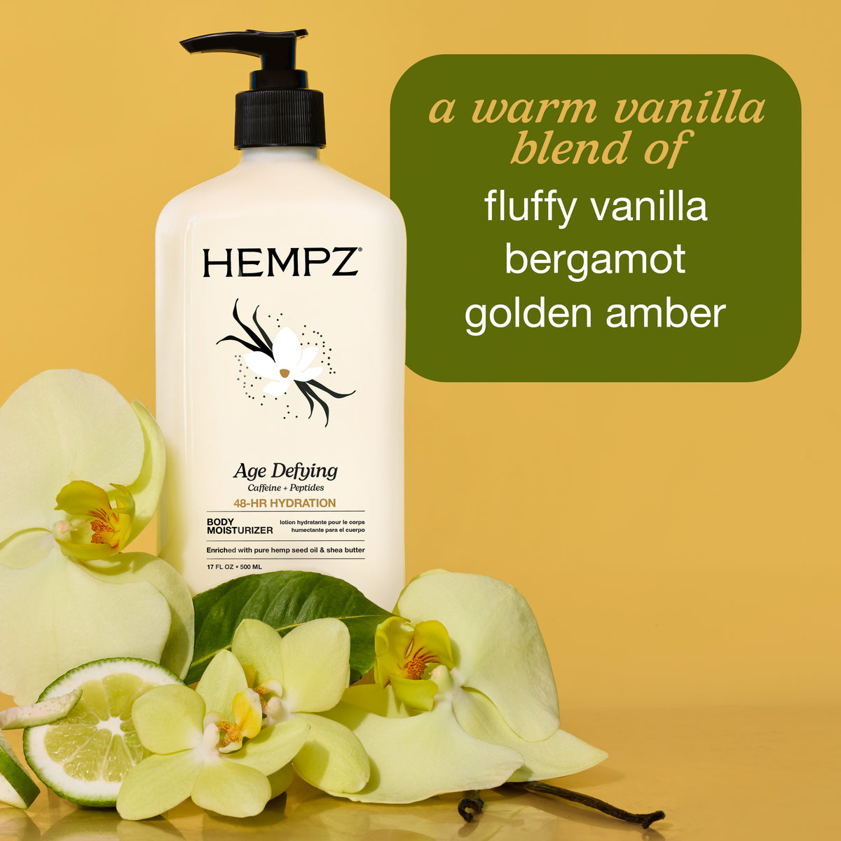 Hempz Age-Defying Body Moisturizer | Vanilla Musk Scent | 17 Oz (500 ml)