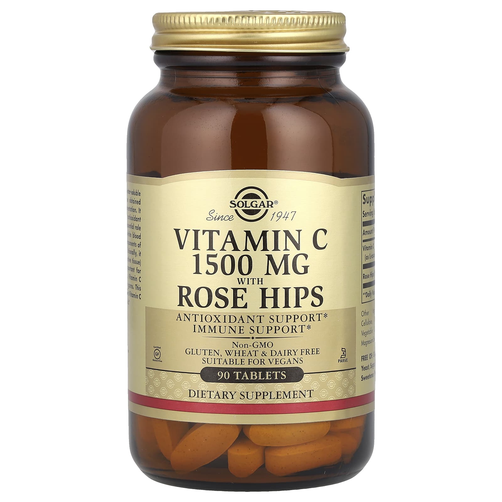 Solgar Vitamin C 1500 mg (1.5 Grams) with Rose Hips | 90 Tablets