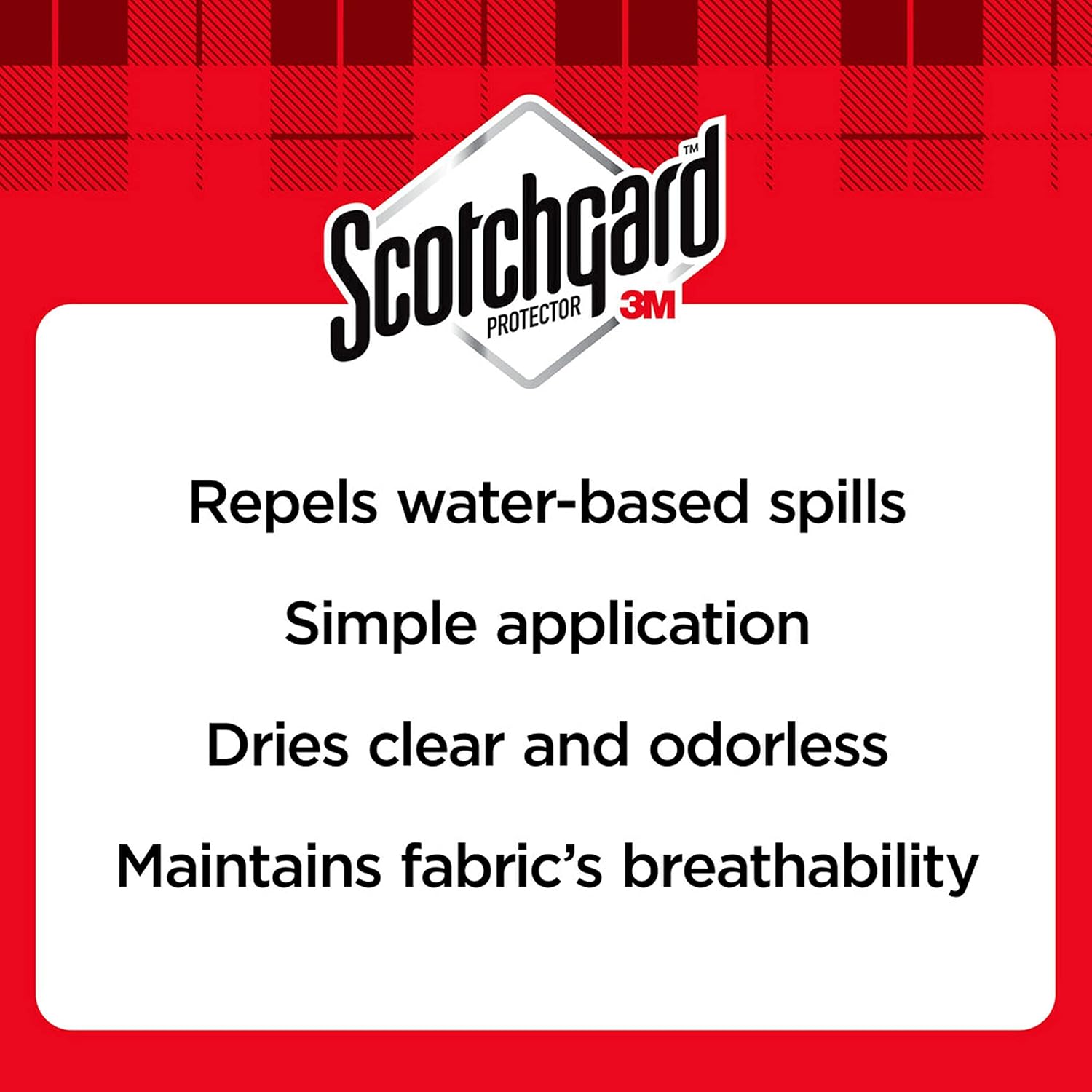 Scotchgard fabric protector 3m repels water-based spills, simple application, dries clear and odorless and maintains fabrics breathability. 